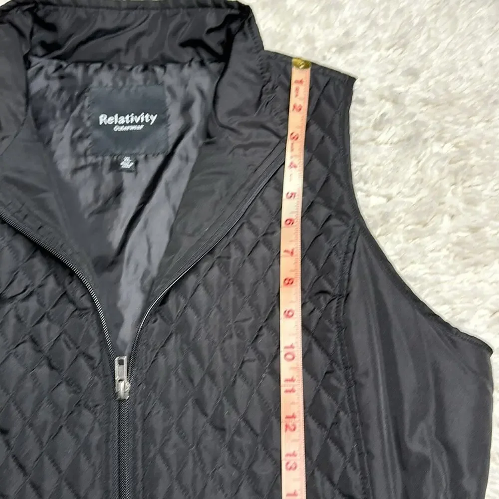 Relativity Lightweight Quilted Puffer Vest Zip Up Adjustable Zipper Pocket